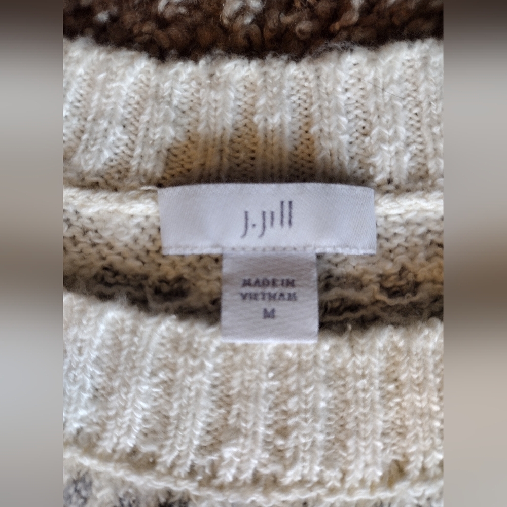 J. Jill Classic Fair Isle Nordic Cotton Blend Knit Sweater Medium NWOT - Picture 11 of 14